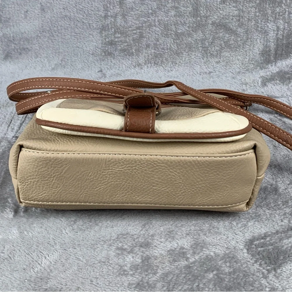 Multi Sac Crossbody‎ Bag Tan & Cream Lots Of Pockets Adjustable Travel Purse